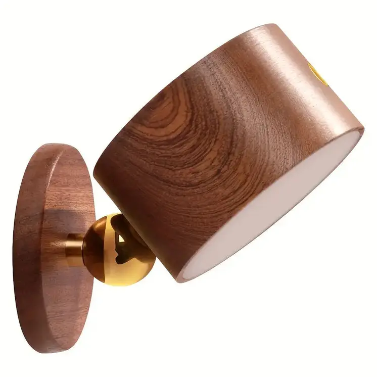 Applique Noce — noyer massif et rotule laiton orientable